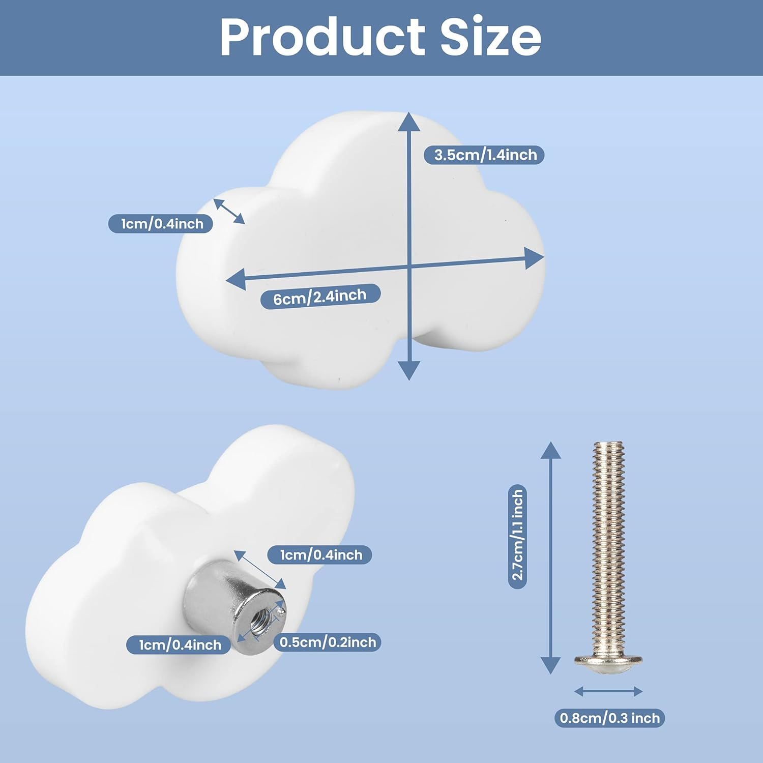 VIDELLY 8 Pieces Soft Rubber Knobs, Cartoon Cabinet Door Knobs Kids Dresser Knobs Handle for Children Room Drawer Closet, White image number 2