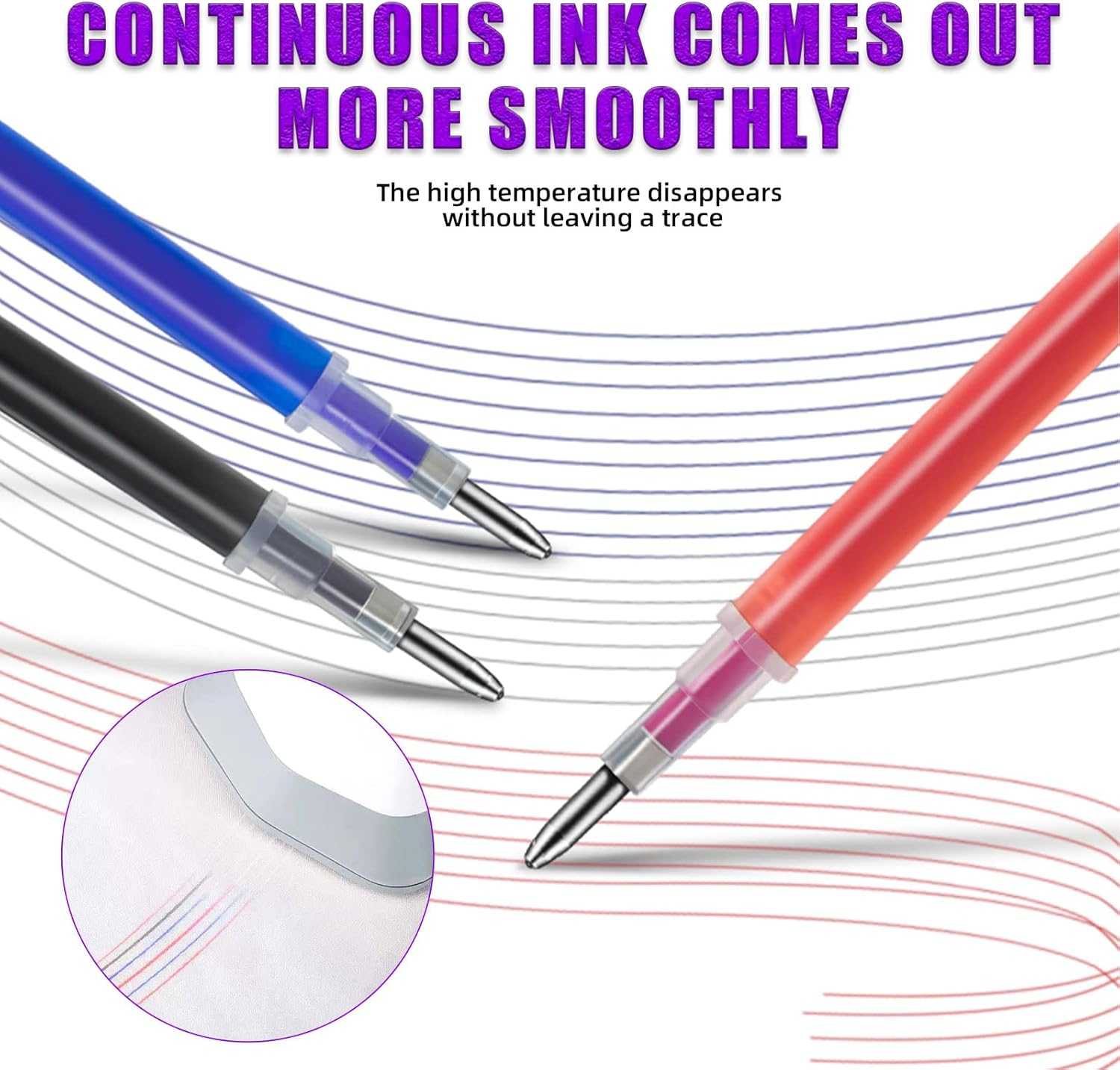 Swpeet 48Pcs Sewing Tools Kit, Tailors Chalk, Sewing Fabric Chalk, Sewing Fabric Pencils, 5-In-1 Sliding Gauge Measuring Sewing Ruler Tool, Heat Erasable Fabric Marking Pens with 4 Refills image number 6