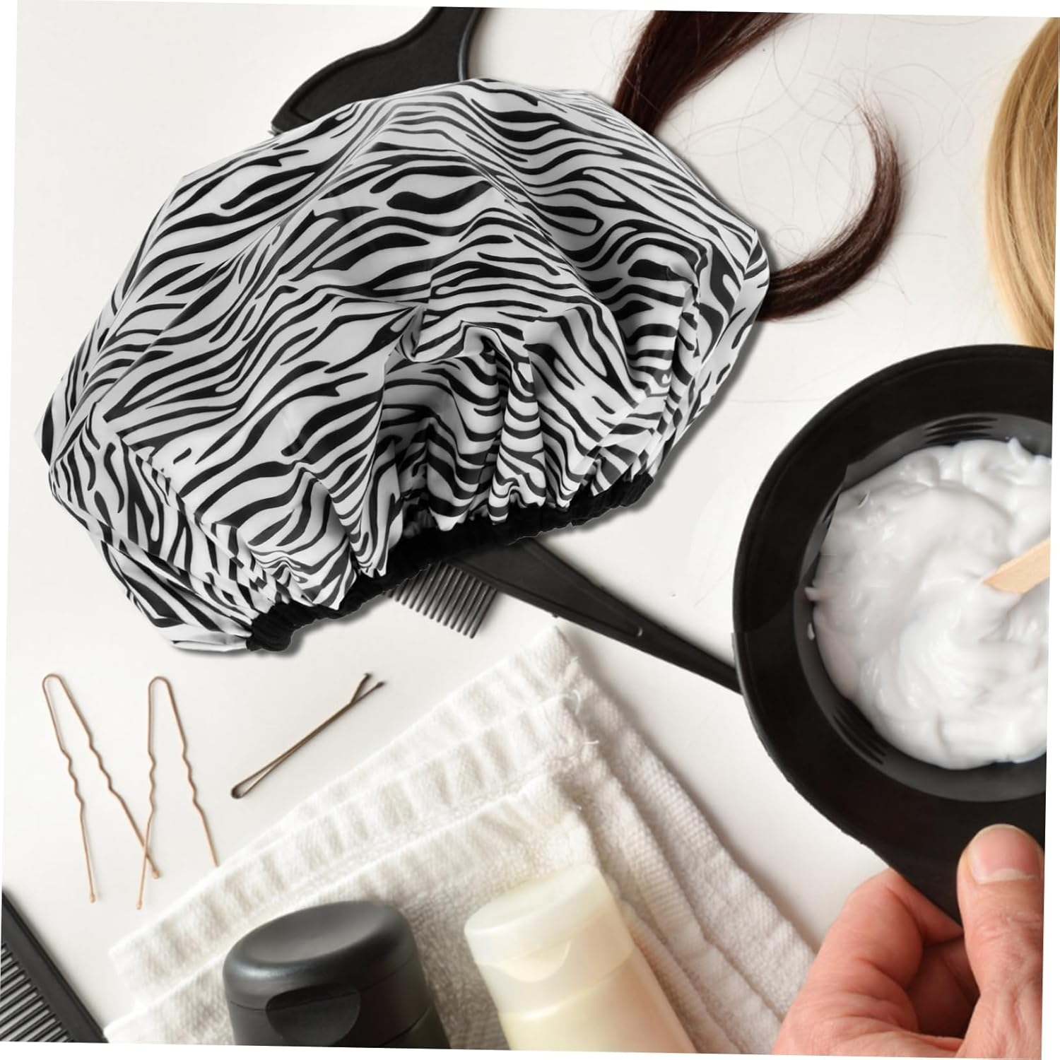 2Pcs Tin Foil Hair Coloring Caps Double-Layer Thermal Hair Oil Treatment Caps Waterproof Anti-Static Women Salon image number 6