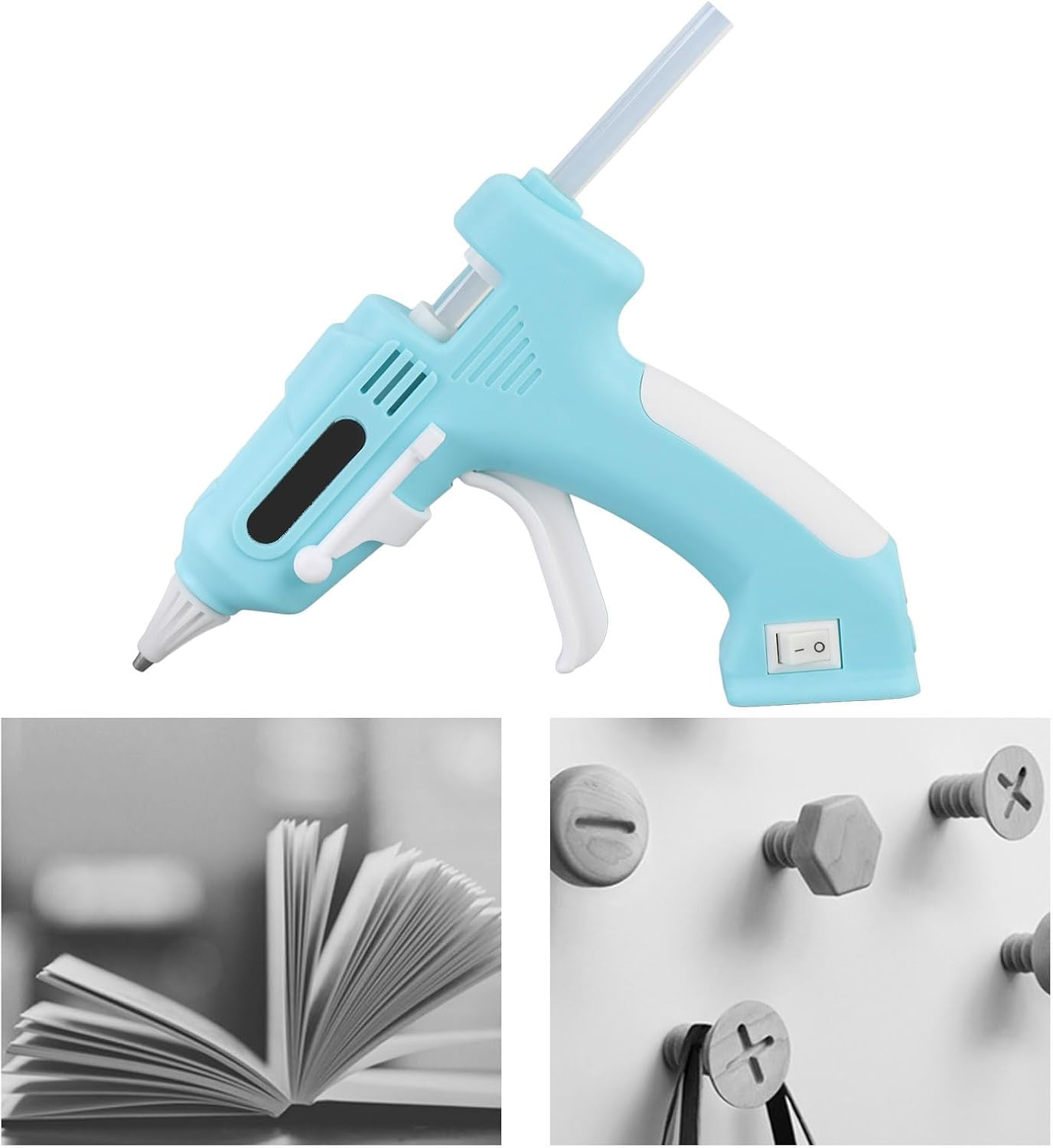 Cordless Hot Glue Gun Kit with 10 Glue Sticks, Fast Preheating Hot Melt Gun, 2000Mah Rechargeable Glue Gun with Nozzle Stand, for Crafts, Artwork, DIY Cat Carriers (Green) image number 5