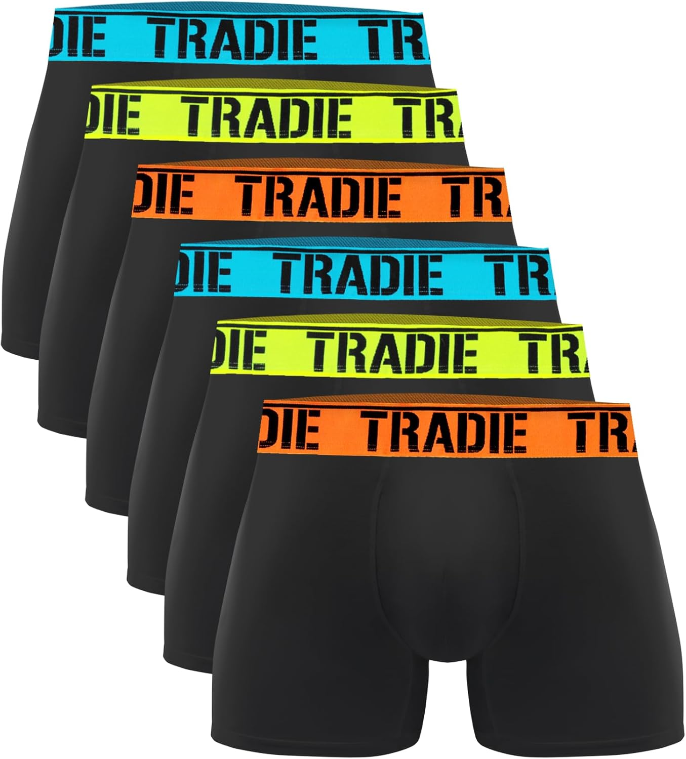 TRADIE Men'S Cotton/Elastane Fitted Trunk 6-Pack Mens Underwear, Stretch Cotton Fabric, Comfortable, Soft, Breathable Mens Boxer Brief, Value Pack Underwear for Men