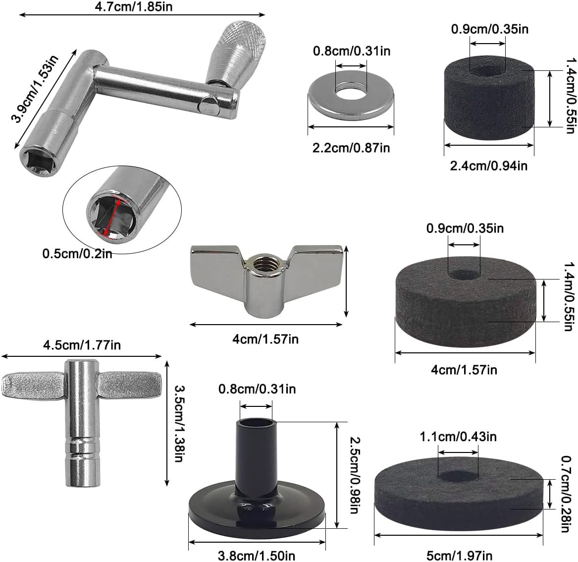 23 PCS Cymbal Replacement Accessories and 30 PCS Drum Dampeners, Sourceton Drum Cymbal Felt Pads, Soft Drum Damper for Drum Cymbal Sound Quality Control and Replacement image number 4