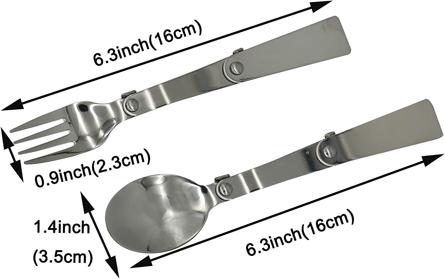 Maydahui 6 PCS Foldable Spoon Fork Portable Camping Cutlery SUS 18/10（304）Stainless Steel Spork Multi-Functional Folding Fruit Forks for Travel Outdoors Tableware Hiking Survival Camping image number 4