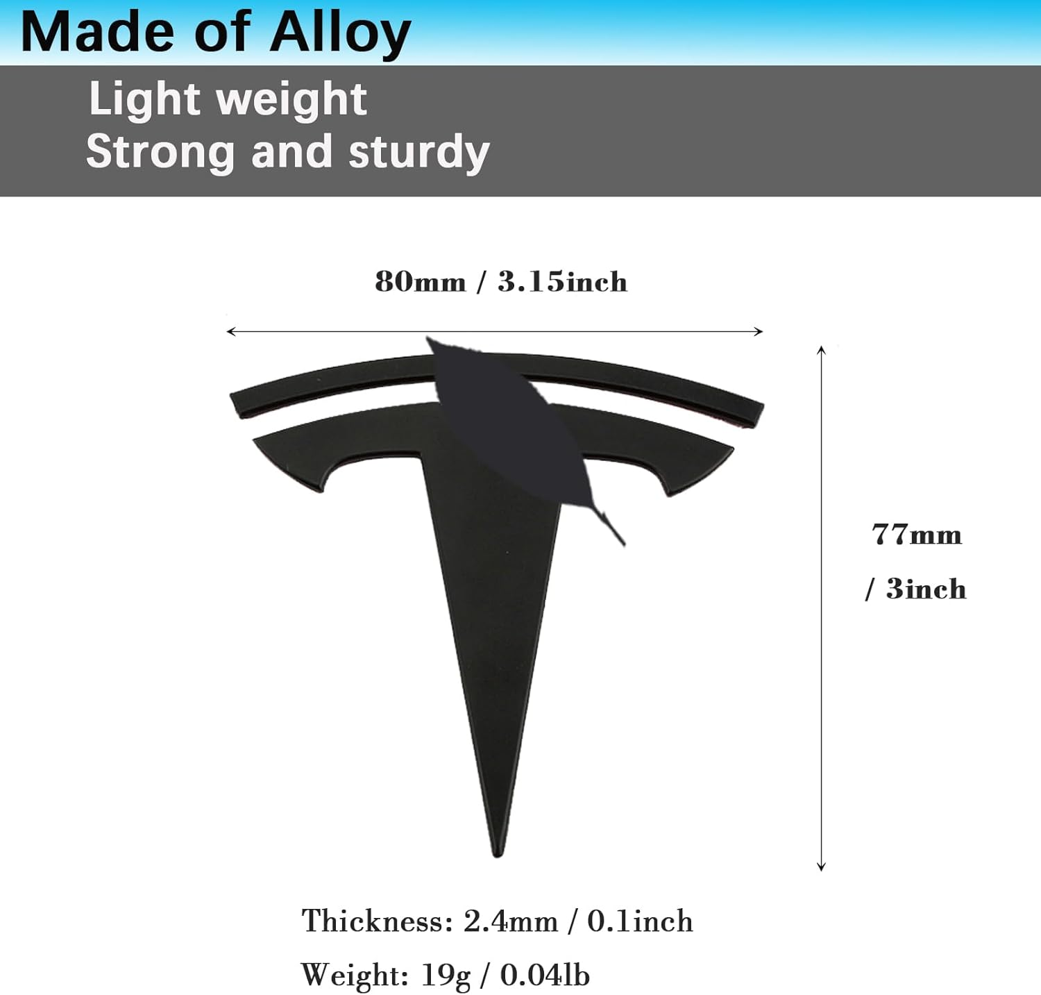 YHCDSEA Car Original Logo 3D Badge Metal Replacement Sticker for Tesla Model 3 Front Back Trunk T Logo Replace Emblem Stickers Accessories (Matt Black) image number 3