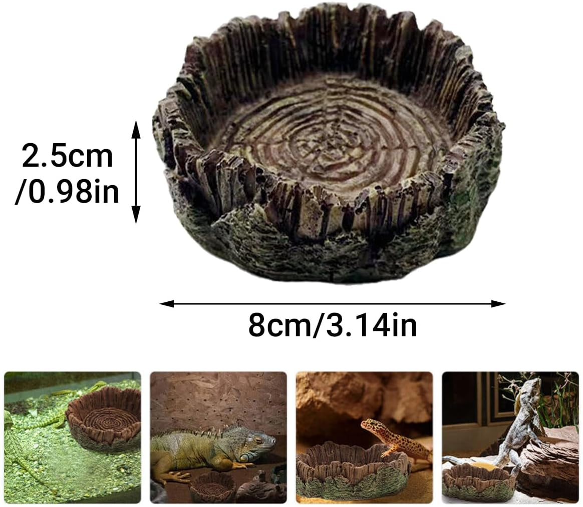 AIMALL Drinking Basin for Reptiles - Resin Turtle Dish for Turtles, Lizards, Snakes, and Other Pets, Functional Feeder and Decoration