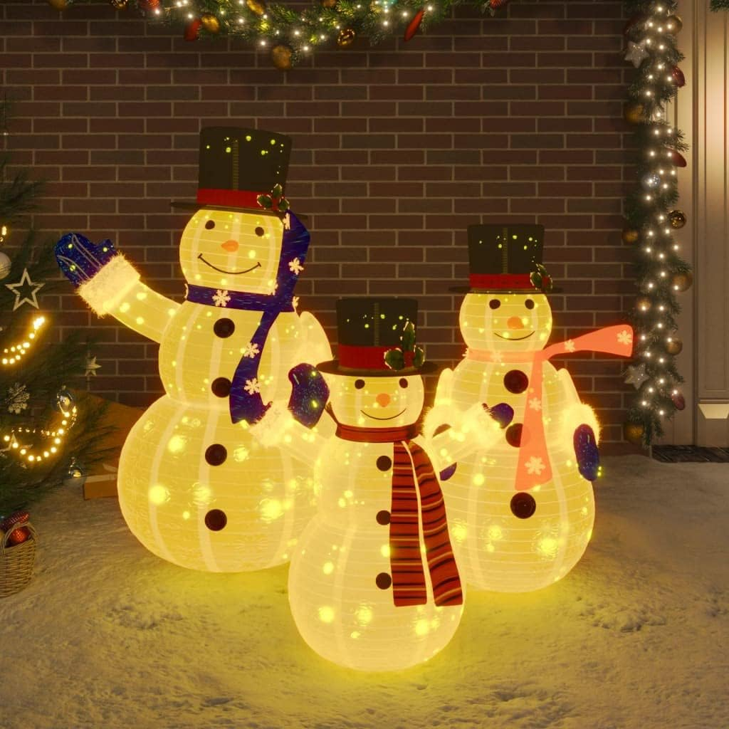 Decorative Christmas Snowman Family Figures with LED Luxury Fabric image number 3