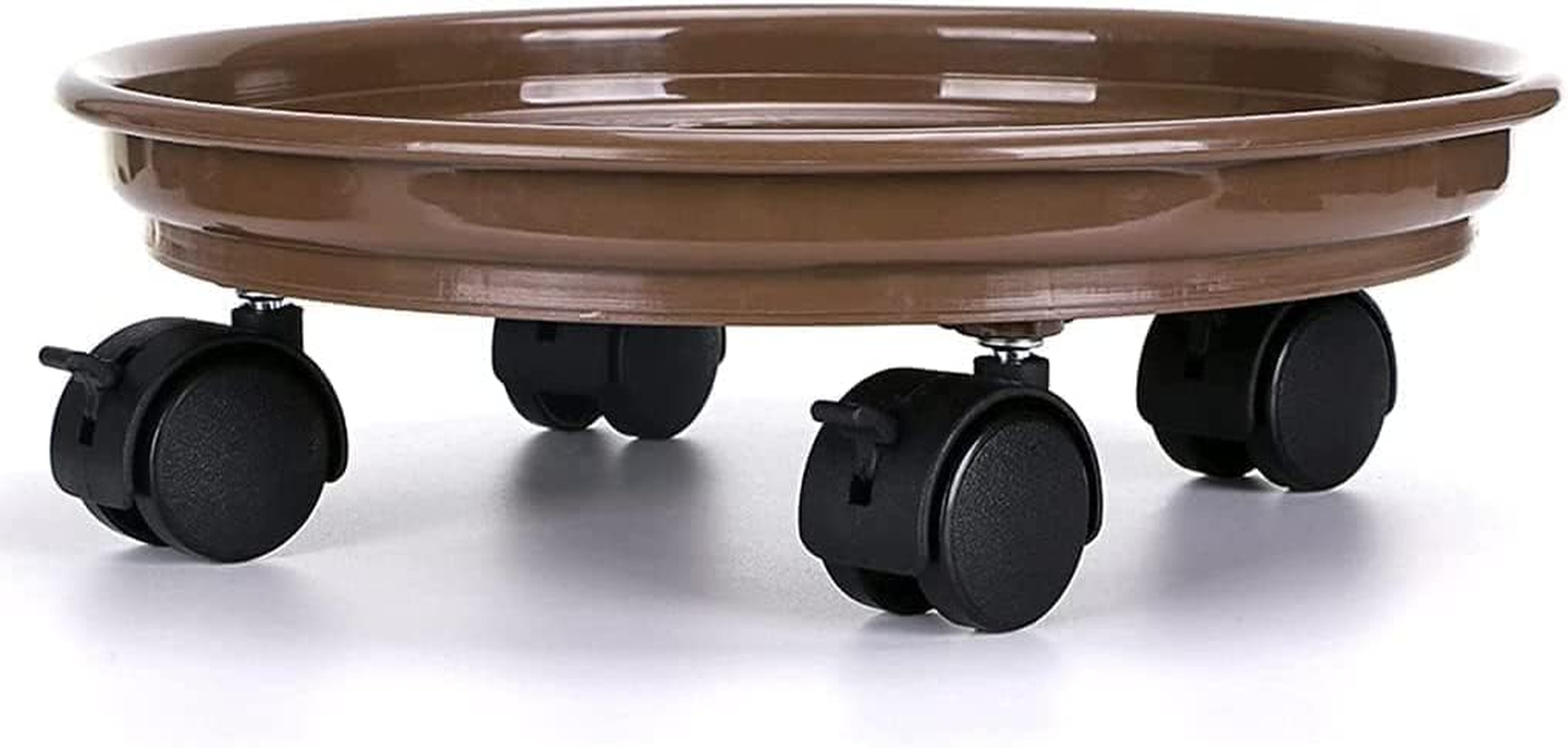 2Pcs Plant Caddy,Planter Pot Mover, Plant Pot Pallet Dolly Caster with Universal Wheels, round Movable Planter Dolly Trolley Tray Pallet Outdoor Indoor Tree Flower Stand Planter (13 Inch+2Pcs+Brown) image number 3