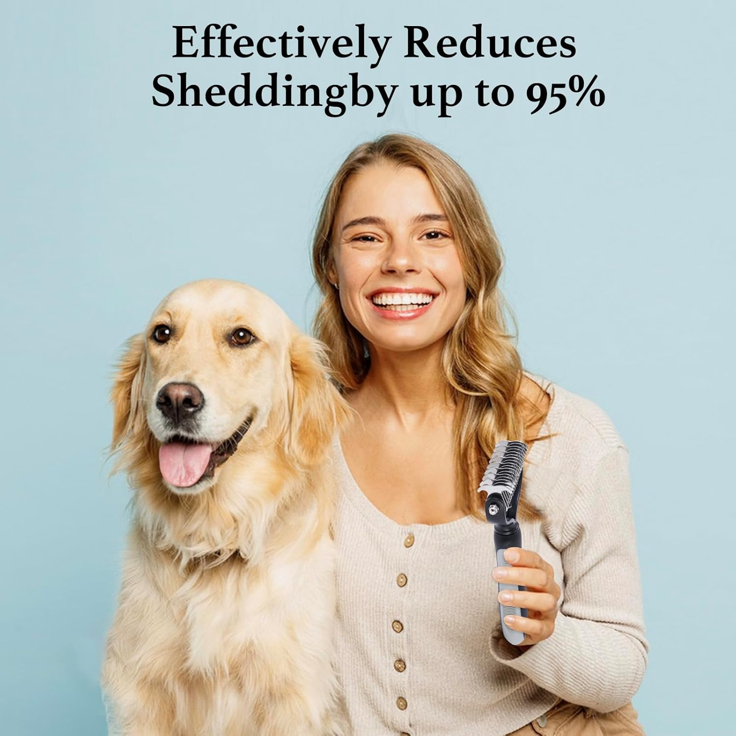 Pet Grooming Brush, Double-Sided Deshedding Rake, Dematting Undercoat Comb, Remove Tangles & Knots, for Dogs and Cats, Double Coats & Long Hair (Grey) image number 1