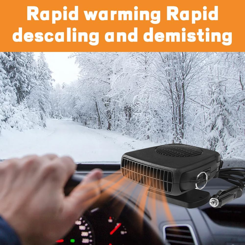 Car Heater,12V Portable Auto Heater with 2 in 1 Fast Heating and Cooling,Plug in Cigarette Lighter Defroster,120W Car Demister,Defogger 360&deg; Rotation for Vehicles Quick Heating Air image number 6