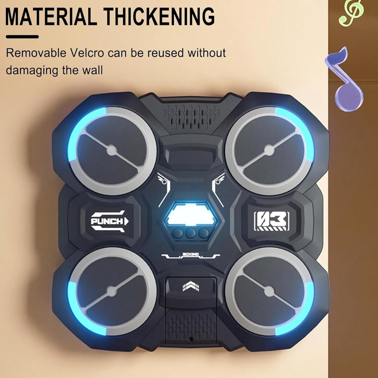 Music Boxing Machine with Boxing Gloves, Smart Music Boxing Machine with Light Adjustable Speed for Kids image number 6