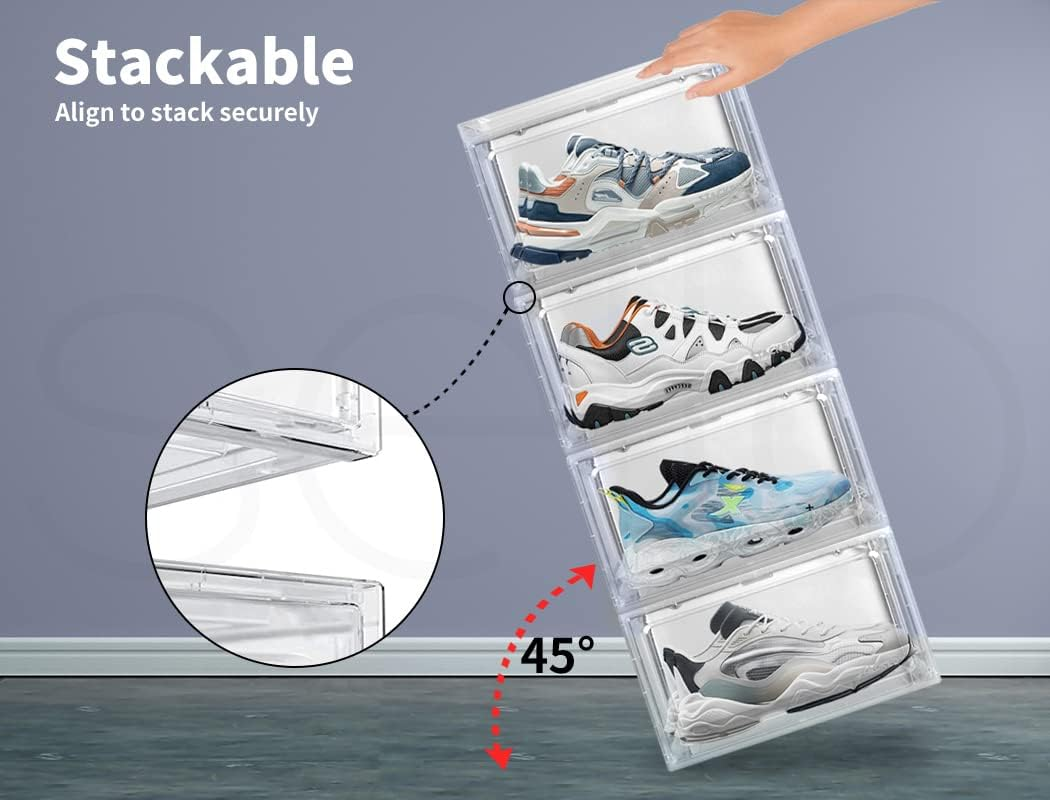 STACKED Shoe Storage Box 1PC Sneaker Display Case Clear Magnetic Door Anti-Oxidation 35.5X26X21Cm image number 1
