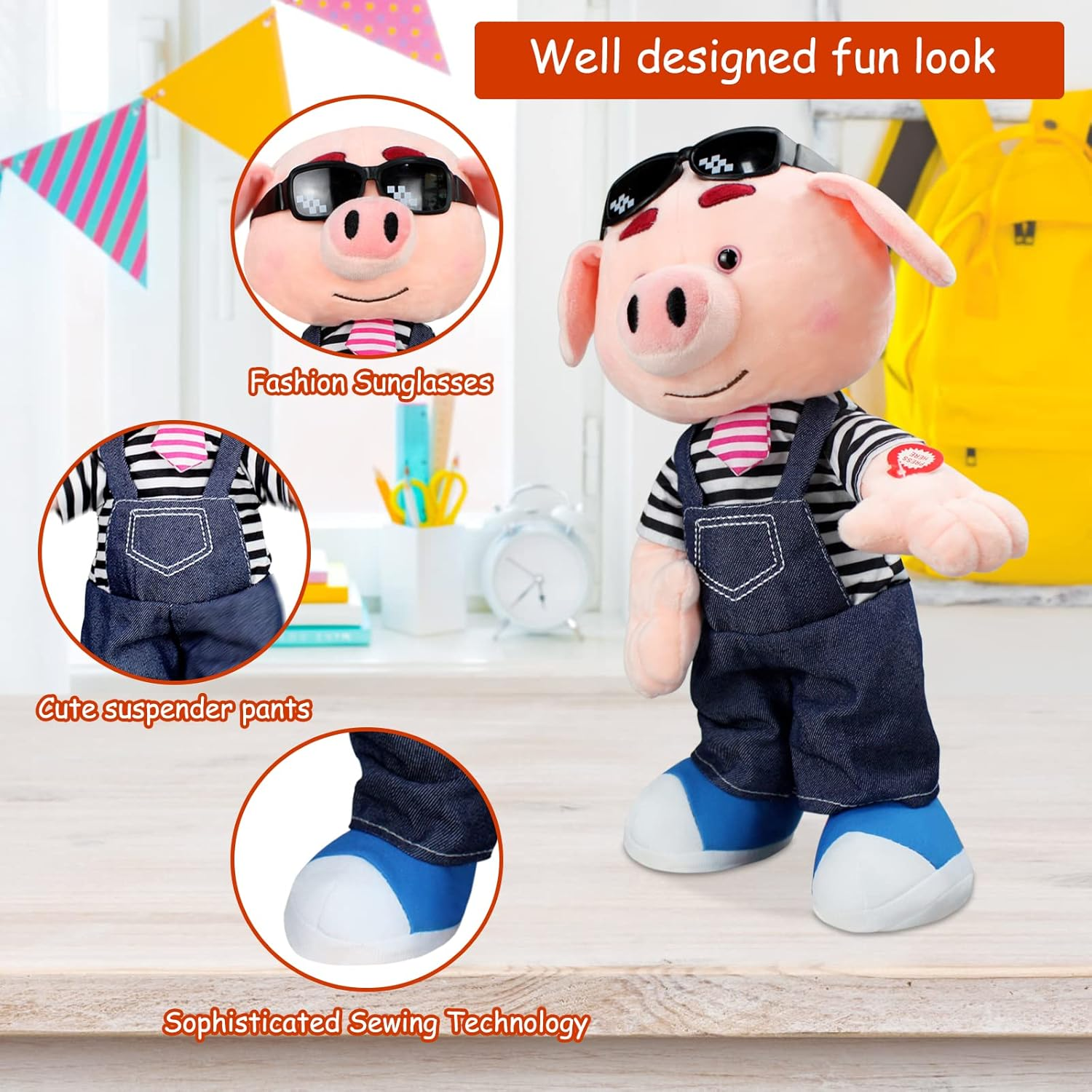 Musical Stuffed Pig Animal Singing Dancing Pig Plush Toy Electronic Interactive Plush Toy image number 2