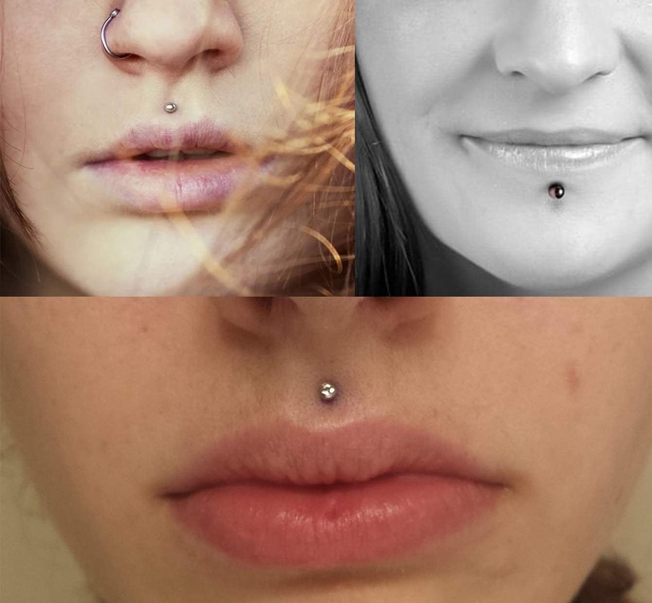 MODRSA Tragus and Helix Piercing Jewelry Flat Back Earrings for Women Forward Helix Cartilage Earring Medusa Lip Rings 16G image number 1