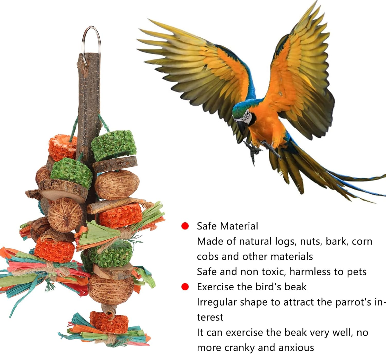Parrot Chewing Toys, Natural Bark Corncob Nuts Parrot Toys, Bird Beak Trimmer, for Small and Medium Parakeets, Cockatiels, Conures, Budgies, Lovebirds image number 4
