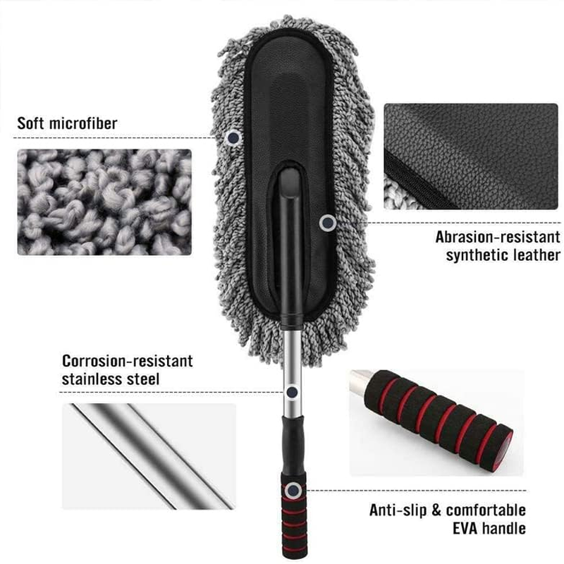 AIMALL Car Wash Duster - Microfiber Telescoping Cleaning Brush with Extendable Handle, Scratch-Free Dusting Wax Mop for Cars and Furniture, 35.4 Inches image number 3