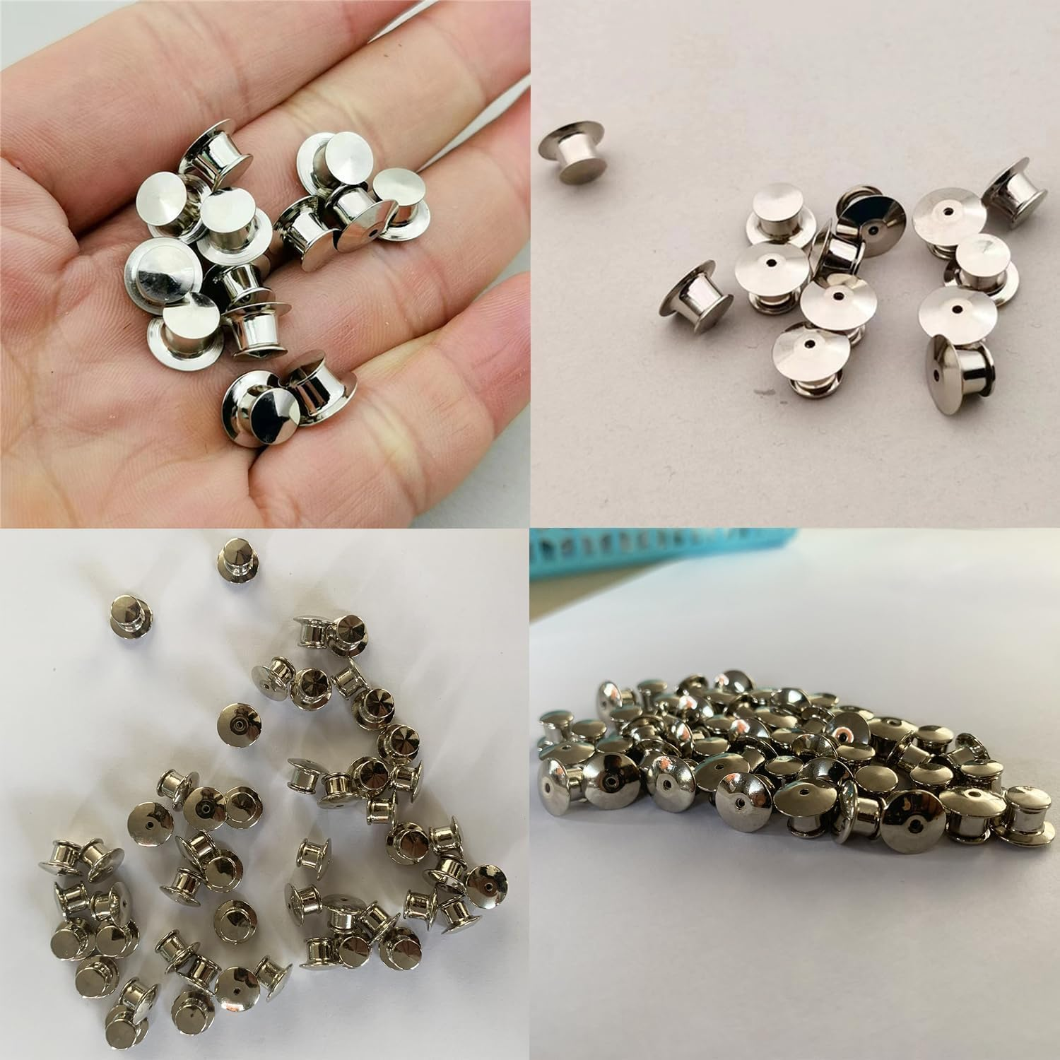 40 Pcs Metal Locking Pin Backs,Metal Pin Locks Back,Locking Pin Keepers Clasp,Locking Pin Back Locking Pin Keeper Clasp,Keepers Locking Clasp for Uniform Badges, Hat, Jewelry Makin,Silver image number 3