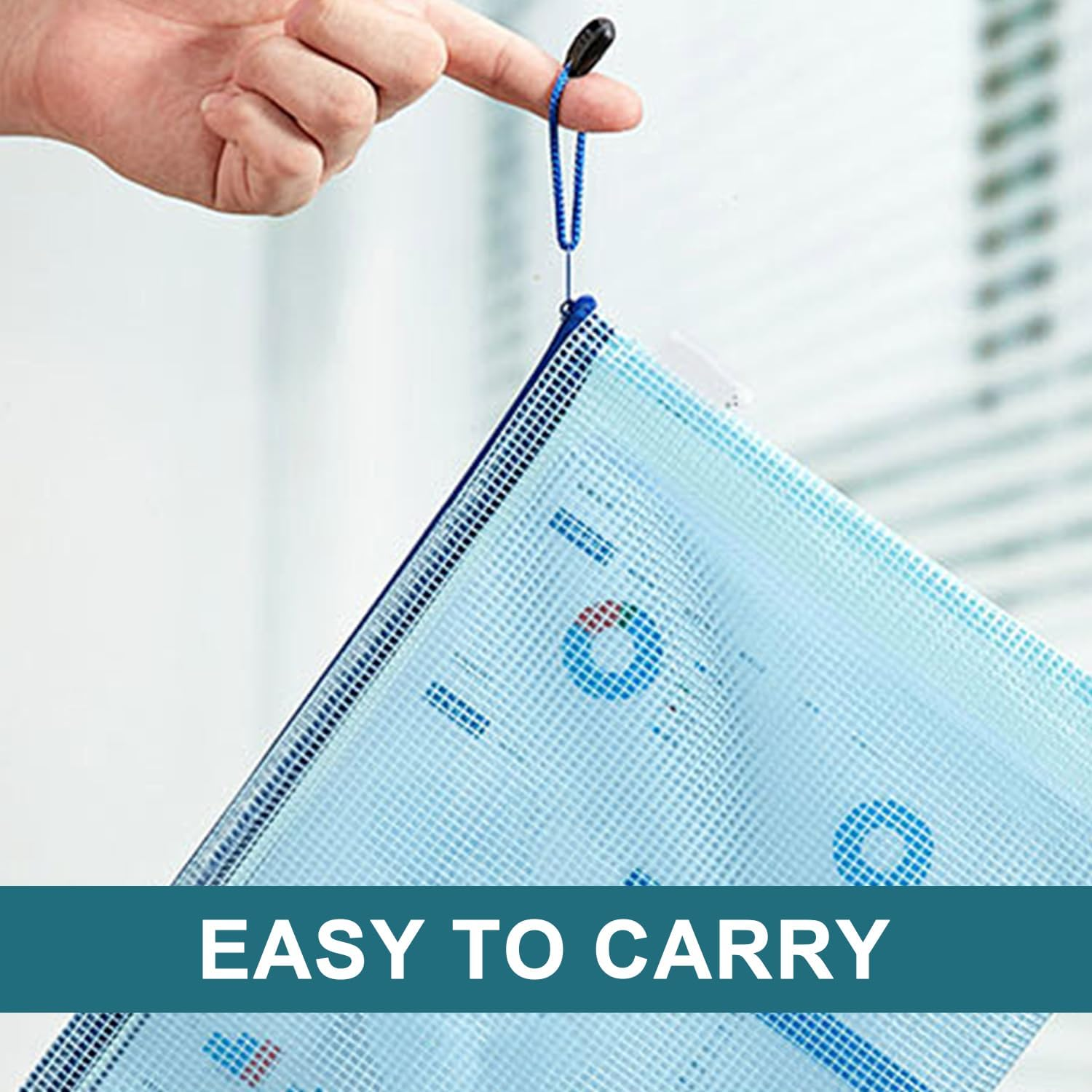 20 Pack A4 Mesh Zipper Pouch Document Bag, Document Organiser, Document Folder, Suitable for School Office Supplies, Cross Stitch File Folder Organization Storage image number 5