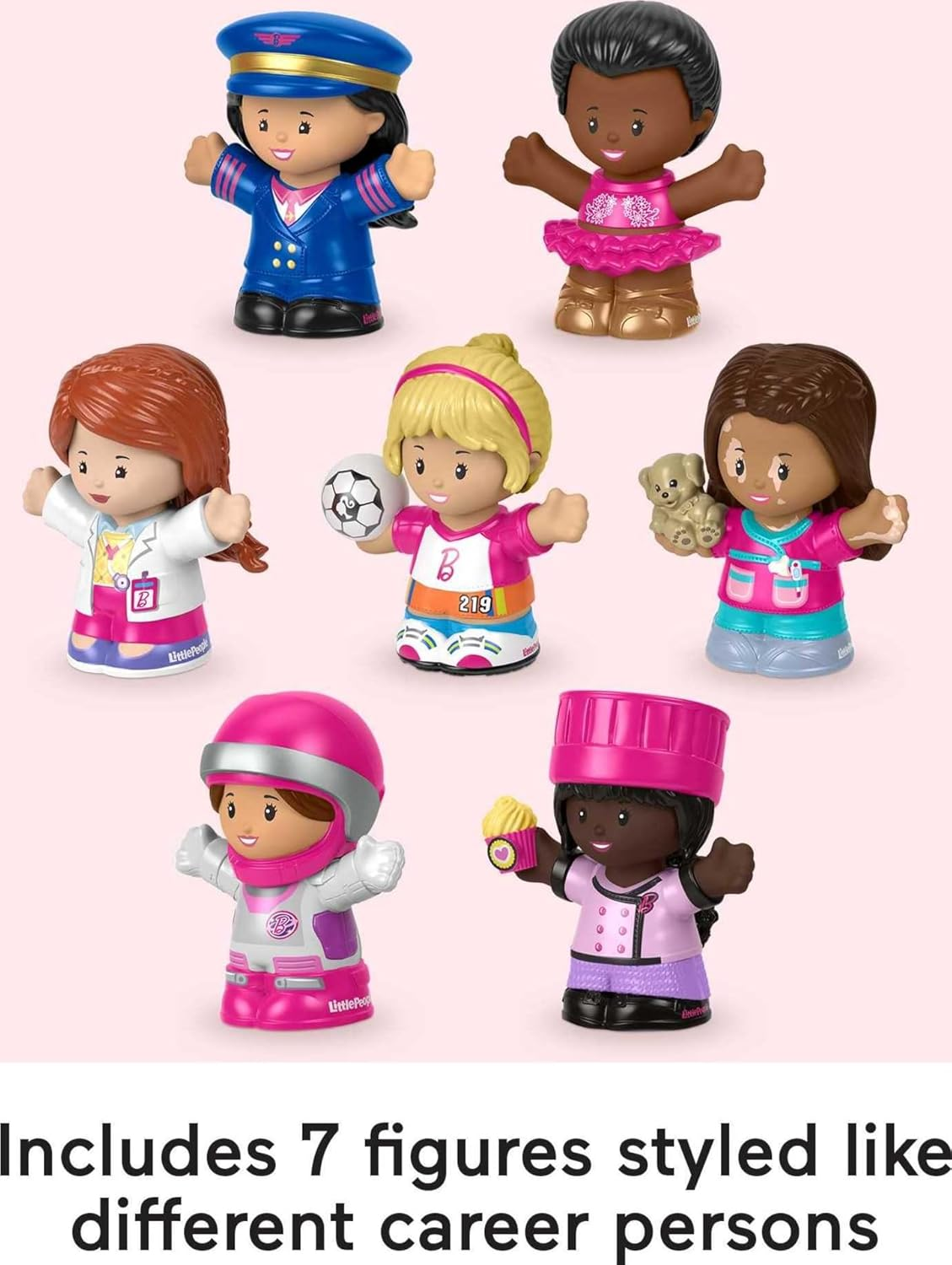 Fisher-Price Little People Barbie Toddler Toys, You Can Be Anything Figure Pack, 7 Characters for Pretend Play Ages 18+ Months image number 2