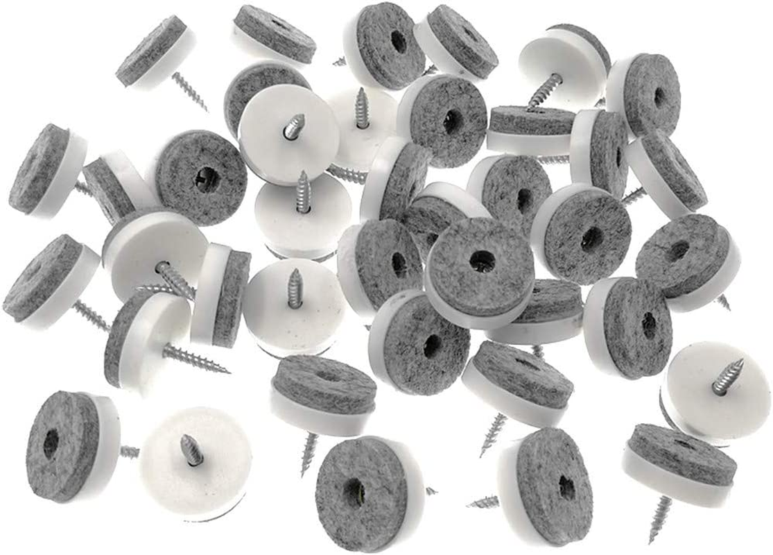 40Pcs Furniture Glide,Screw-On Felt Pad Slider Floor Protector for Wooden Leg Feet of Chair Tabel Sofa(&Phi;28Mm or 1.1",White) image number 6