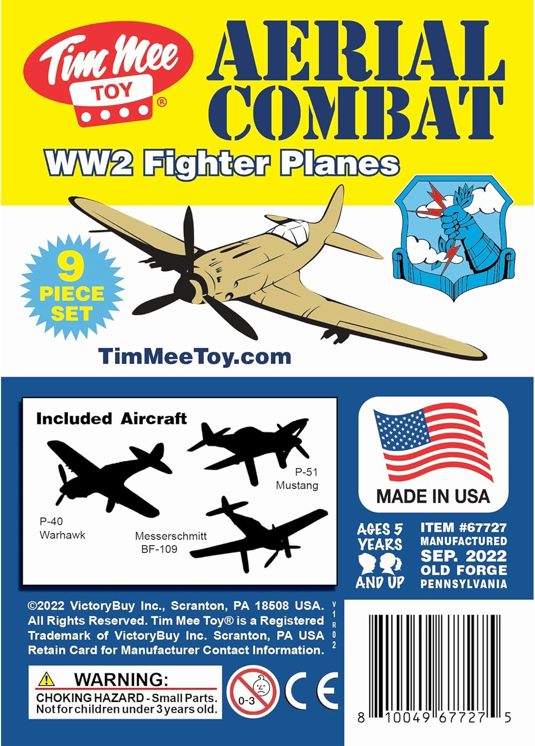 Tim Mee Toy Timmee WW2 Fighter Ace Planes - Tan 9Pc Plastic Army Men Airplanes USA Made 67727 - Black image number 4