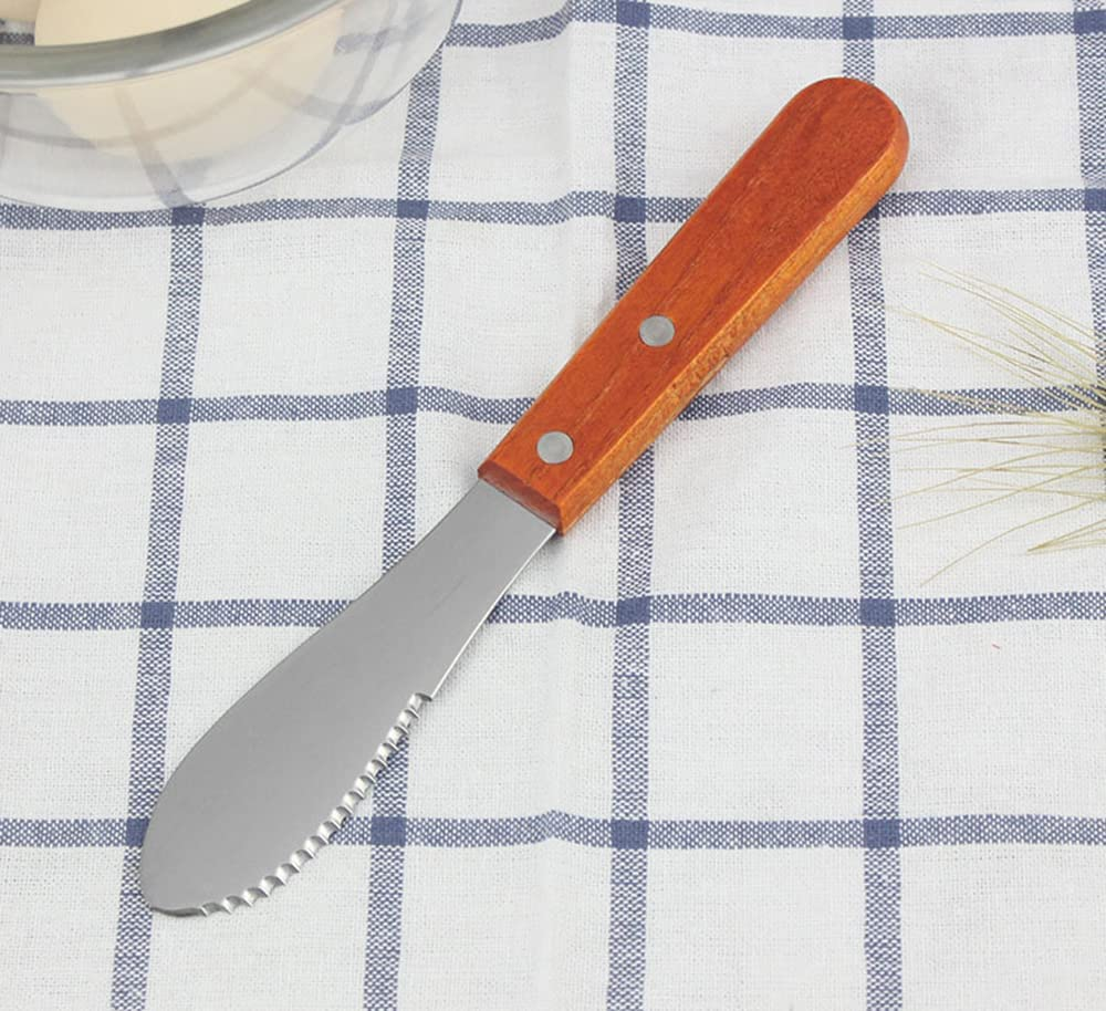 Stainless Steel Butter Cheese Spreader Kitchen Knife with Wooden Handle image number 5