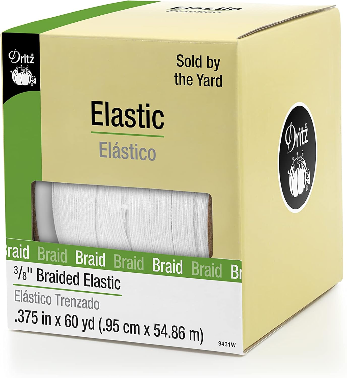 Dritz 3/8" Braided, White, 60 Yd Elastic, 3/8-Inch by 60-Yard image number 4