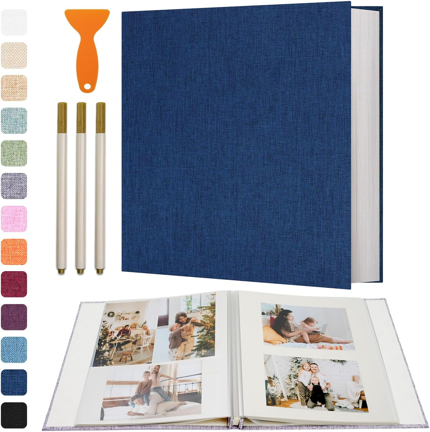 Vienrose Photo Album Self Adhesive for 2X3 4X6 5X7 8X10 Pictures DIY Scrapbook 40 Blank Pages Linen Cover Memory Book for Wedding, Baby Growth, Travel, Black