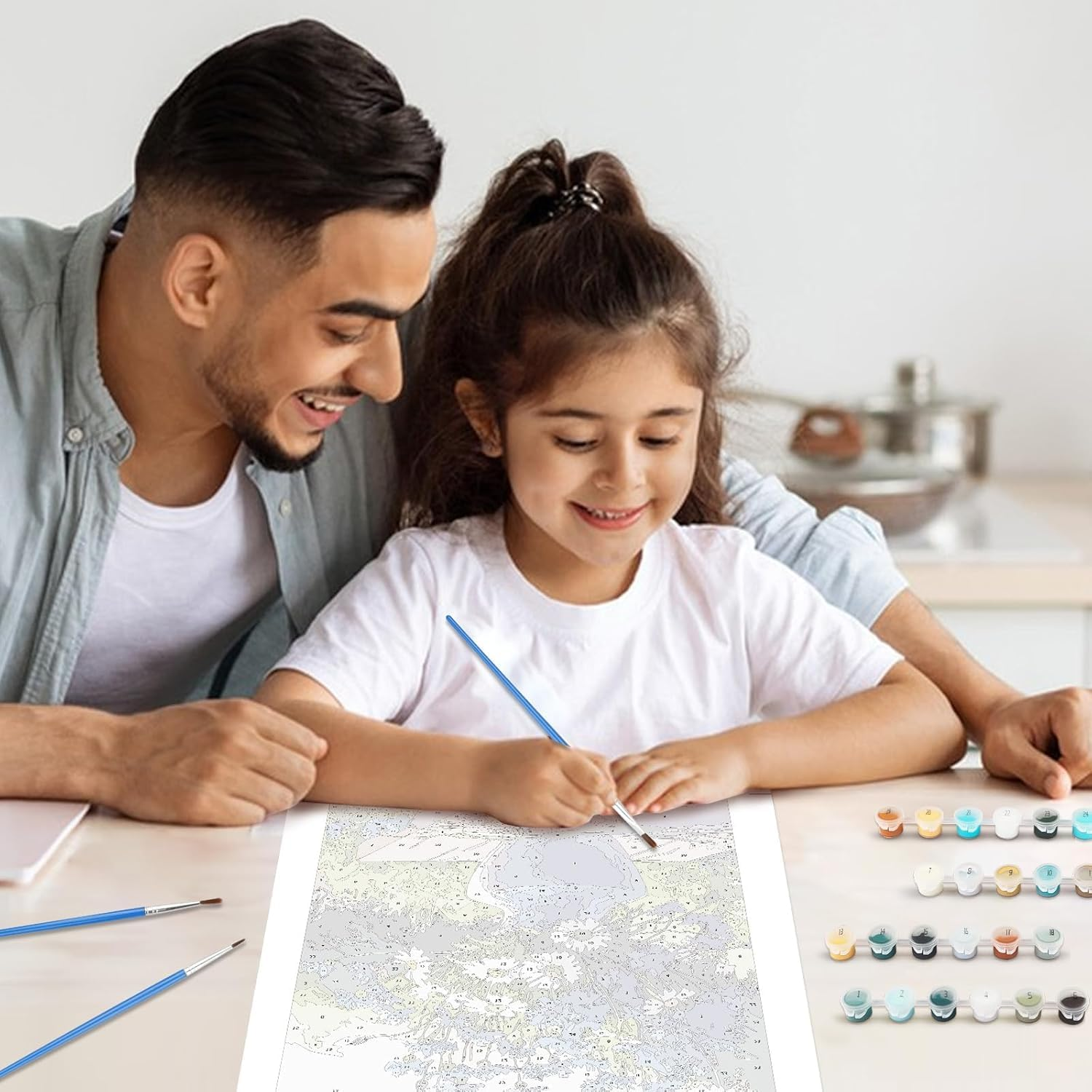 Paint by Number for Adults. Flowers Paint by Numbers for Adults Beginner Drawing Paintwork with 3 Paintbrushes Paint Canvas Oil Painting 16&rdquo; X 20&rdquo; image number 2