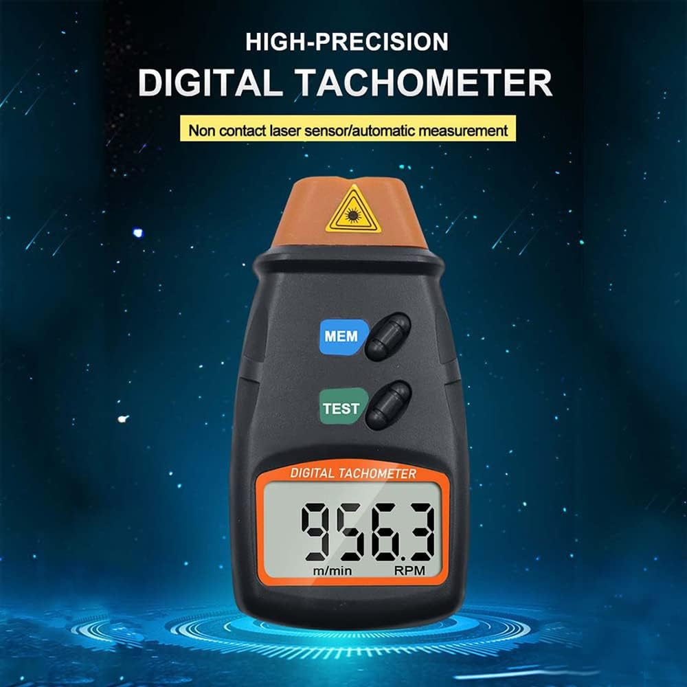 Tachometer, Eacam Handheld Digital Tachometer, 2.5-99999RPM Non-Contact Laser Rotation Speed Meter with Cloth Bag for Motors Fans Washing Machine Automobiles image number 6