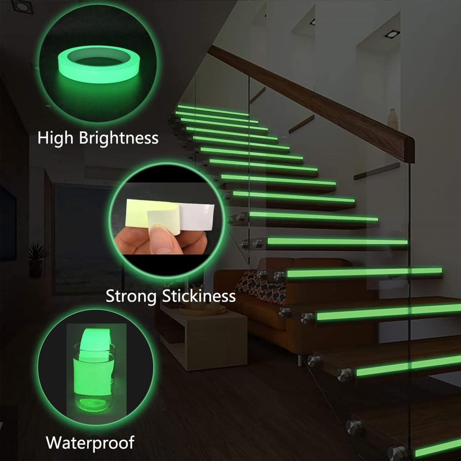 Glow in the Dark Tape, Waterproof Glow Tape Glow in the Dark, Luminous Tape, Fluorescent Tape, Glow in Dark Duct Tape, Glow Tape for Stage Stair Outdoor (20Mmx10M) image number 5