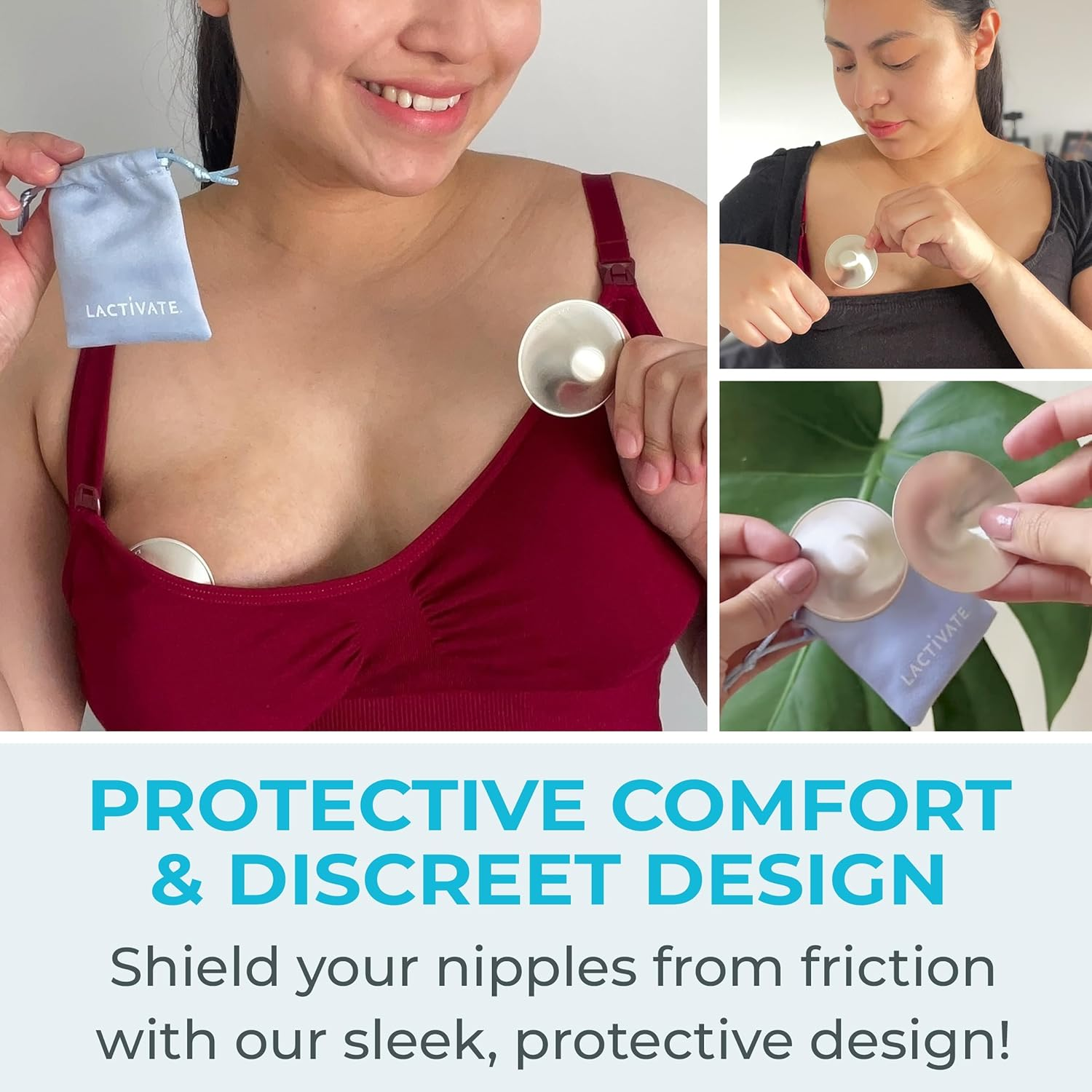 Lactivate Silver Nursing Cups S/M 45Mm &ndash; Pure Solid 925 Sterling Silver Nipple Shield for Breastfeeding &ndash; Soothe Sore, Cracked Nipples &ndash; Set of Two Breast Shields in a Soft Storage Pouch image number 6