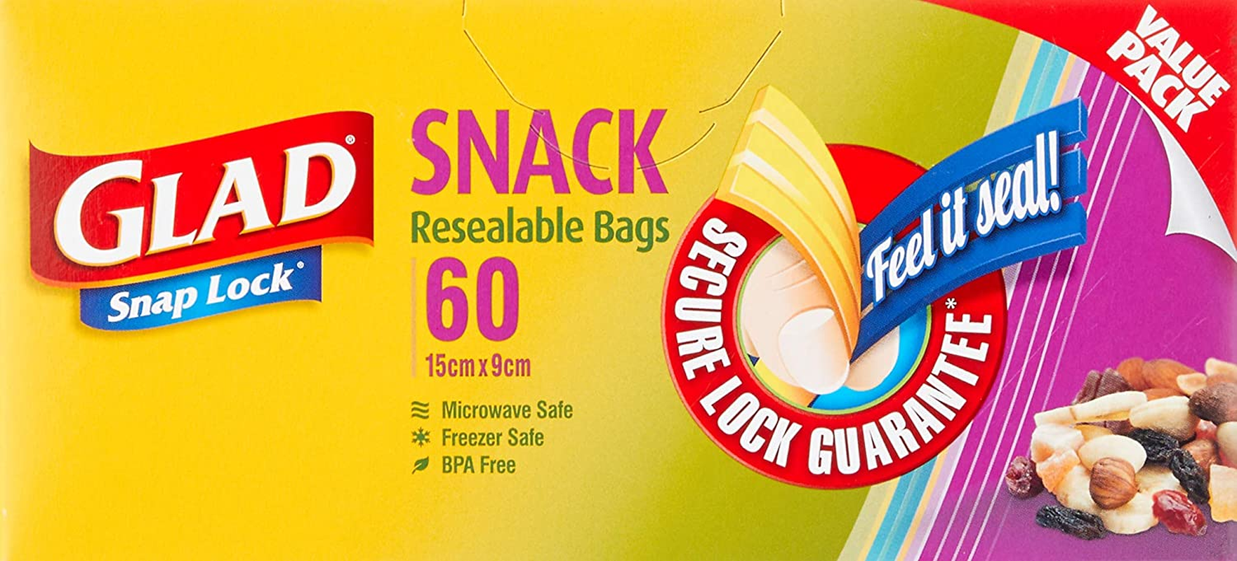 Glad Snap Lock Resealable Large Sandwich Bags, BPA Free, Microwave & Freezer Safe, 30 Count image number 2