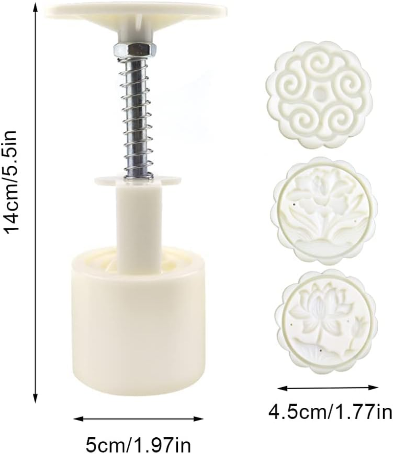 Moon Cake Molds Flower Mooncake Mould 50G Safety Hand Pressure Mooncake DIY 10 Pcs Cookie Stamps Biscuit Making Moulds for Baking Cookies Dessert Christmas