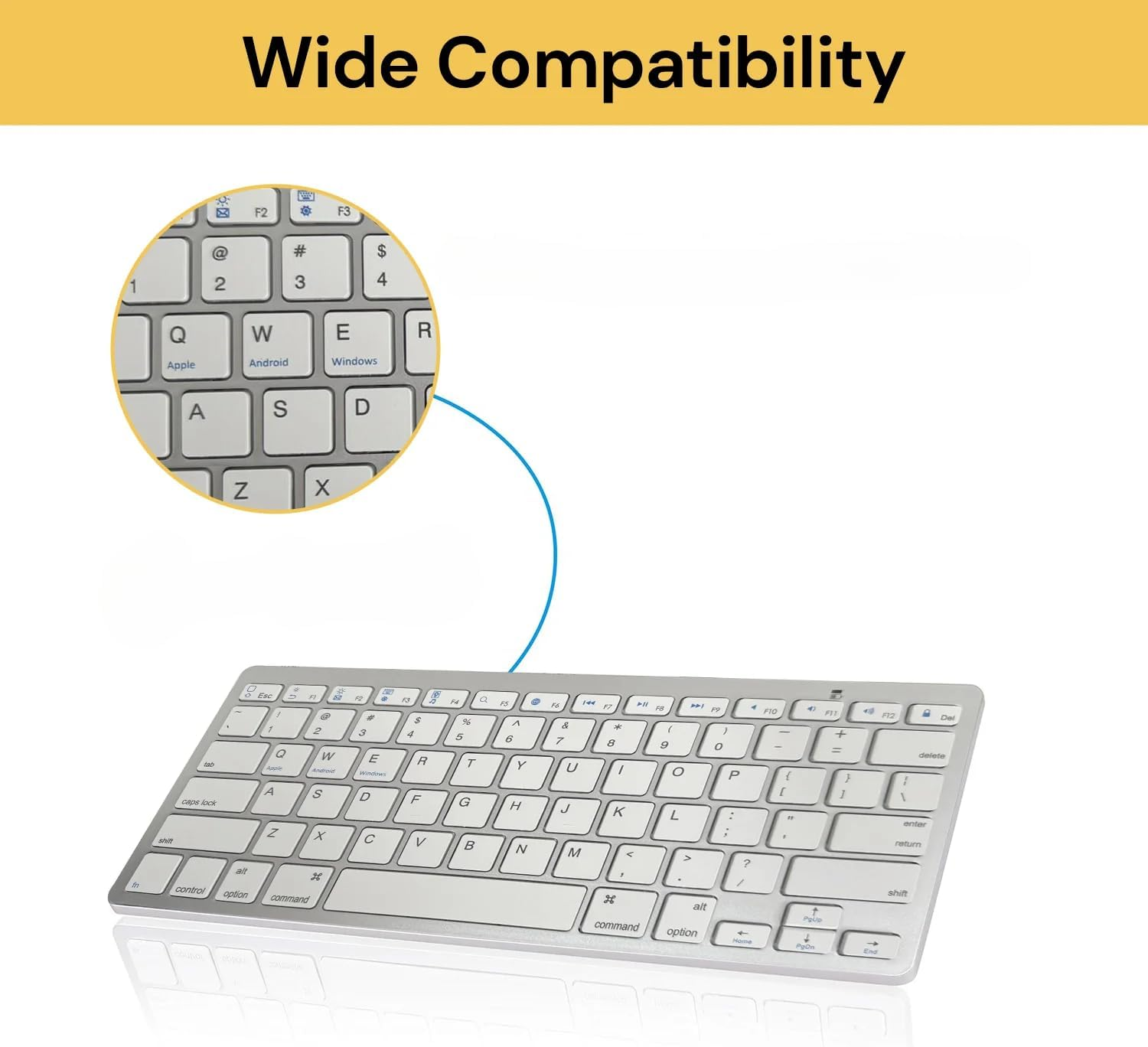 EZONEDEAL Wireless Keyboard - Ultra-Slim Bluetooth Keyboard Flat & Quiet Compatible with All Bluetooth Enabled Devices Compatible with Android, Windows, Computer Keyboards, Laptop, Tablet image number 5