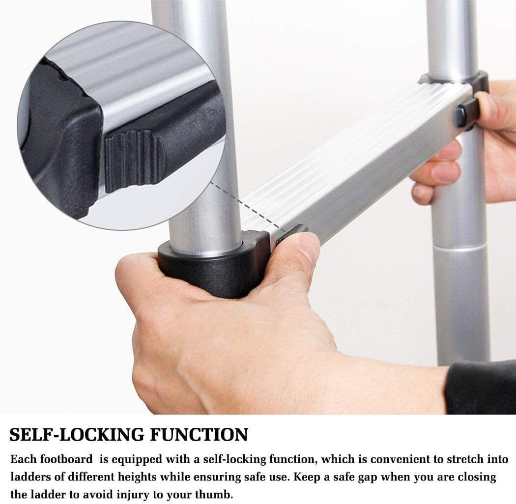 3.2M/3.8M/4.4M/5.0M Multi-Purpose Telescopic Aluminum A-Frame Ladder, 330 Lbs Capacity, Lightweight, Durable, and Compact for Home and Work (4.4M) image number 5