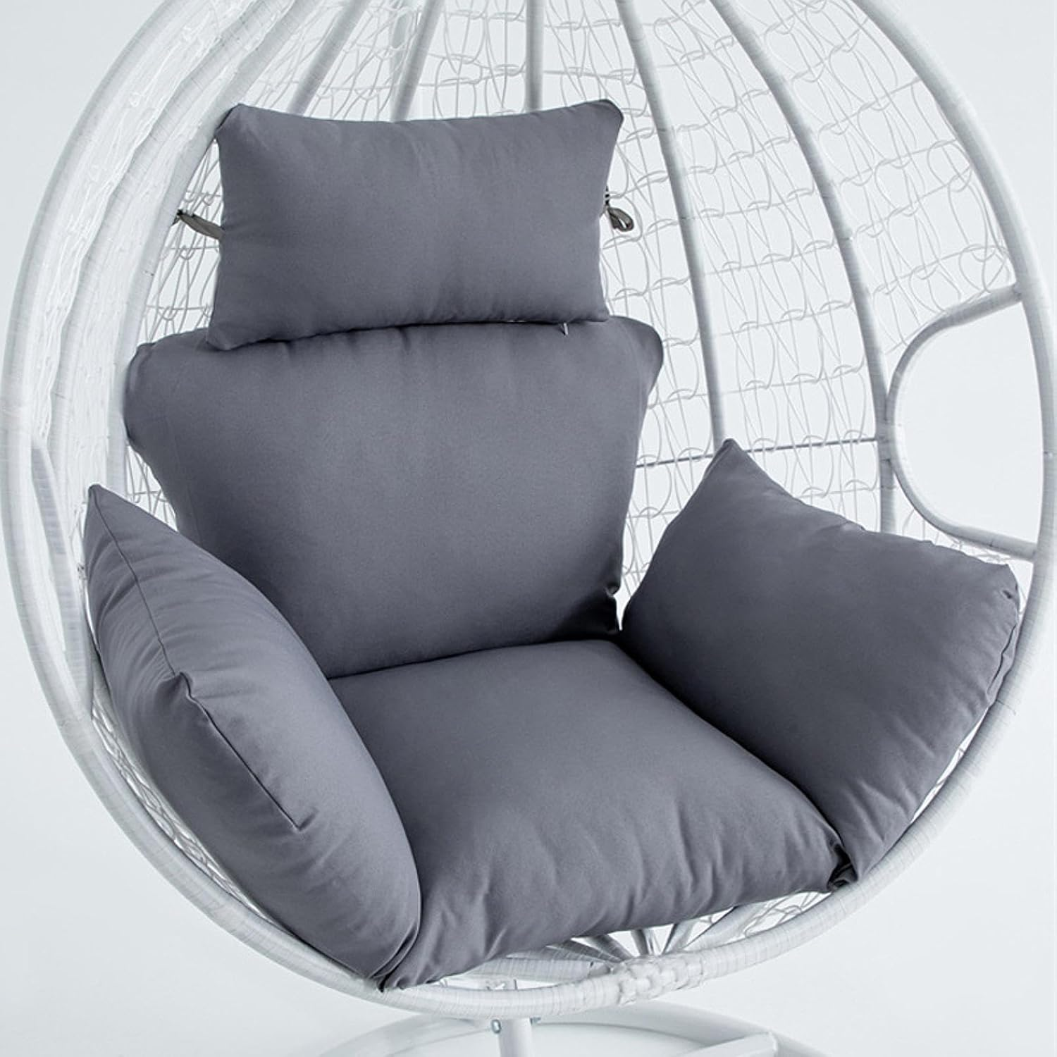 Hammock Swing Cushion with Headrest for Egg Chair Use, Gray, as Described image number 1