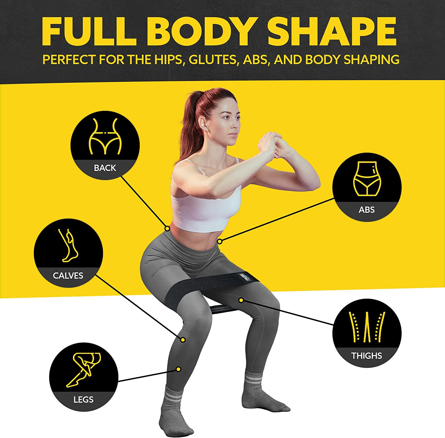 Tribe Lifting Resistance Hip Bands | WOD Leg Band for Hip Work Out or Physical Therapy | Resistance Loops, Stretchable Fabric, Non-Slip Elastic Grippy Inner Layer | Men and Women | Black image number 1