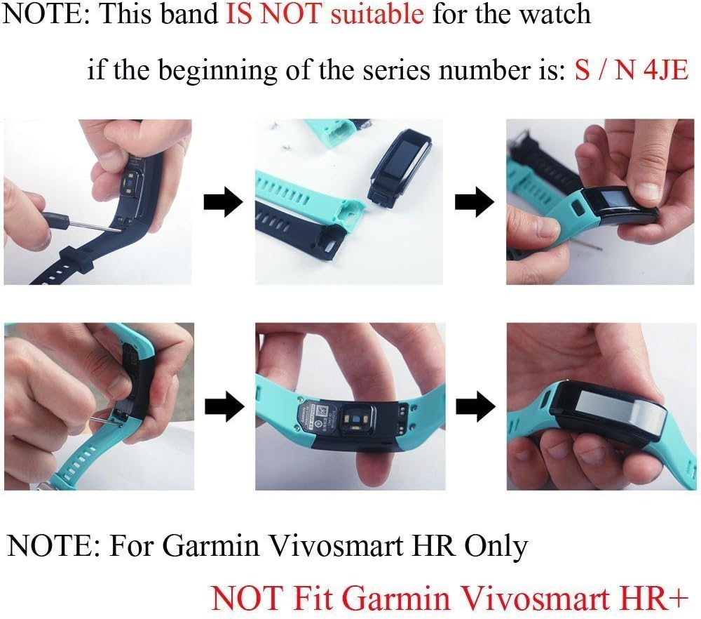 Band for Garmin Vivosmart Hr,Soft Silicone Watch Replacement Adjustable Sport Strap Band with Free Pin Removal Tools for Garmin Vivosmart Hr(No Tracker, Replacement Bands Only) image number 1