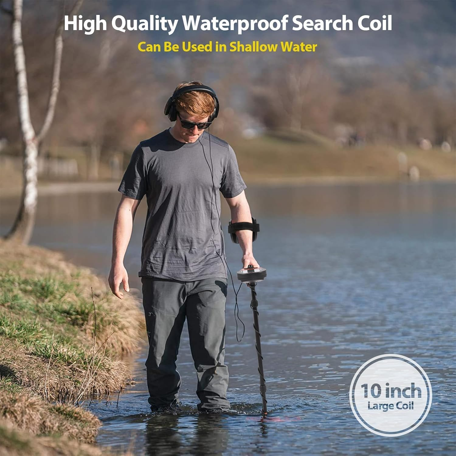 Metal Detector 5 Modes Waterproof Adjustable Deep Sensitive Searching Gold Digger Automatic Treasure Hunter with LCD Screen & Headphone & Shovel & Carry Bag Kits image number 3