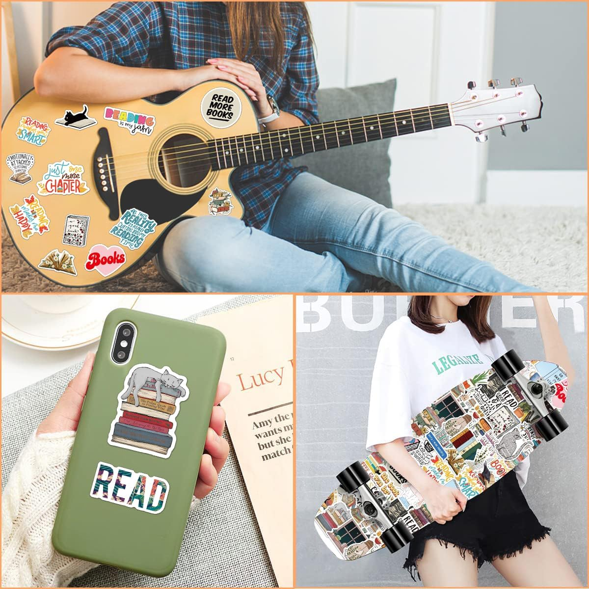 Partygarden 100 Pieces Book Stickers - Bulk Vinyl Waterproof Kindle for Adults Teens Kids Bookish Reading Lovers Gift Laptop Books Library Water Bottle Stationery Teaching Rewards image number 6