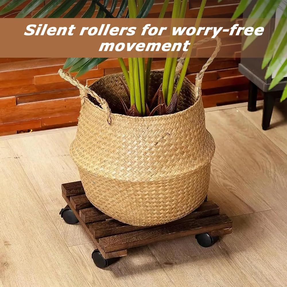 2 Pack Plant Stand,Plant Saucers,Plant Caddies,Plant Dolly Rolling,Sliding Wheels Tray,With Wheels Plant Dolly Rolling Plant Stand Plant Roller with Casters for Indoor and Outdoor,Square image number 6