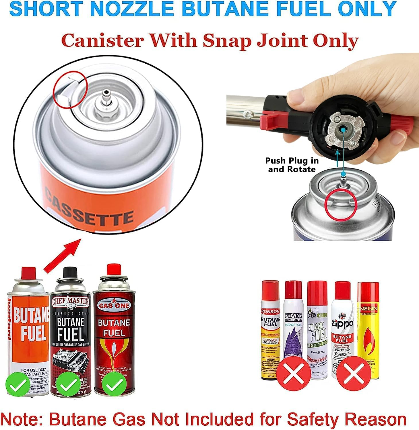 Butane Blow Torch, Professional Gas Burner, Kitchen Blow Lighter Ignition Gun, Adjustable Flame, 360&deg; Reverse Use for Creme Baking Cooking BBQ Camping Welding Soldering Master(Butane Gas Not Included) image number 3