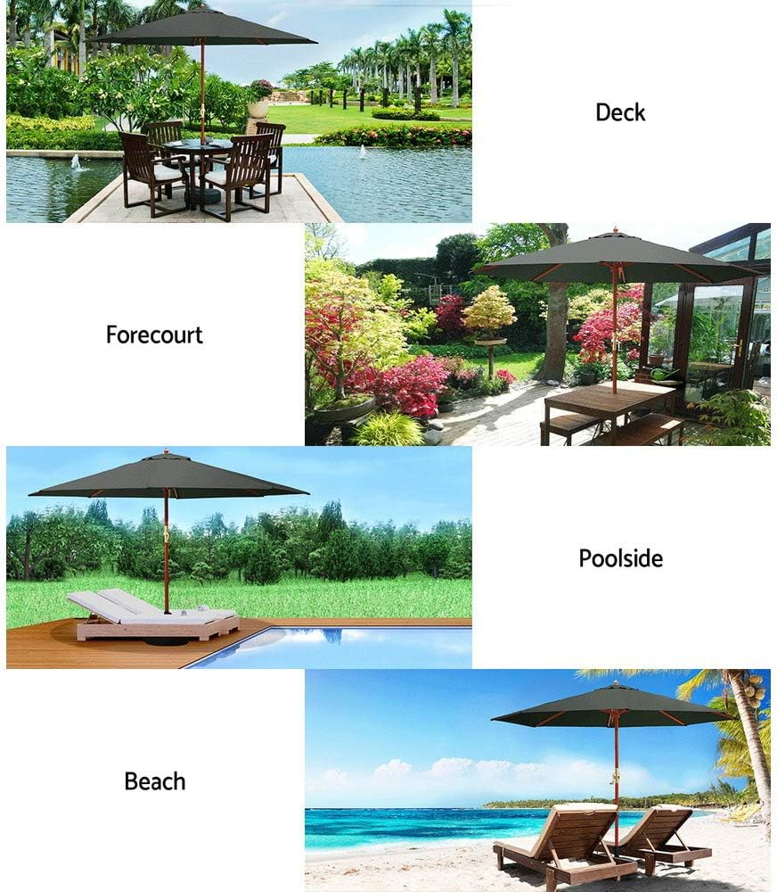 Instahut Umbrella Outdoor Pole Umbrellas Stand Sun Beach Garden Deck Charcoal 3M image number 6