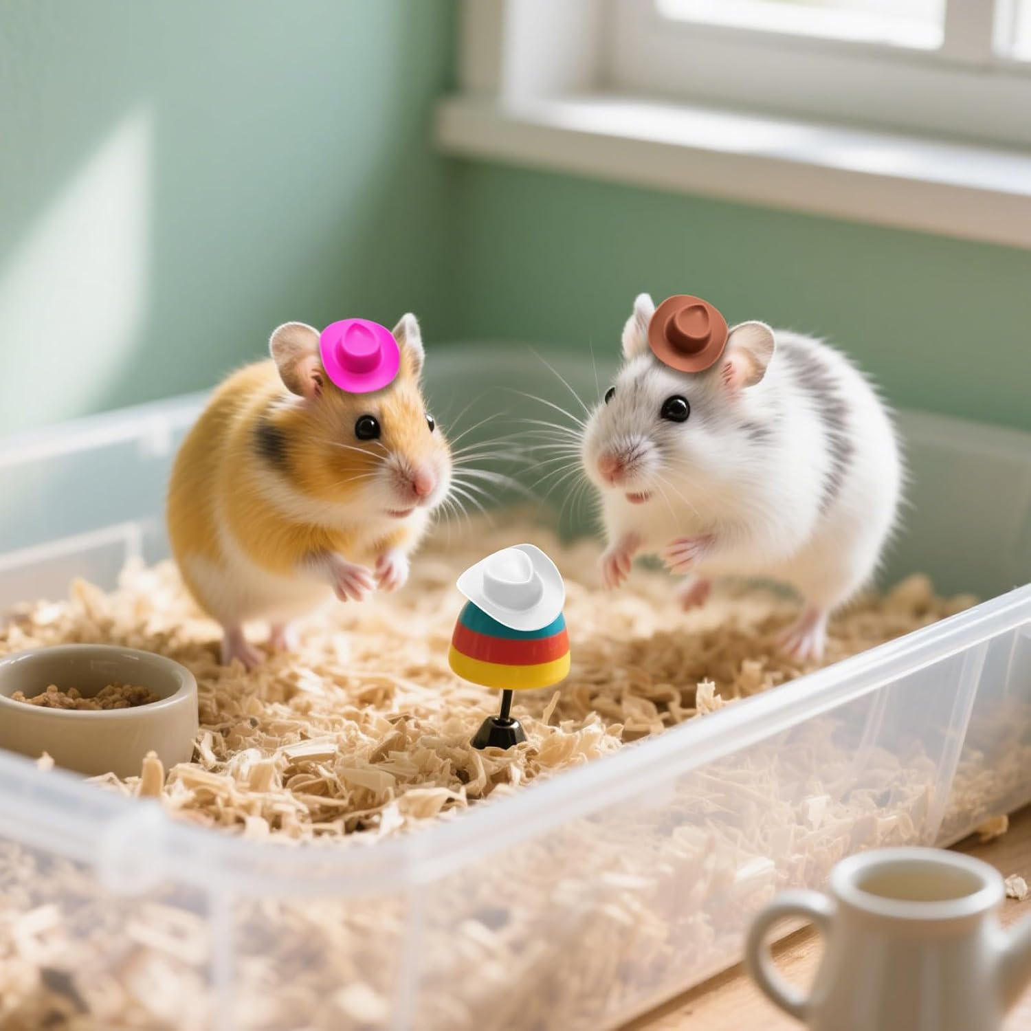 30 Pcs Plastic Mini Western Cowboy Hats Bulk Mini Cowgirl Cowboy Hats Small Cowboy Hats Cute Miniature Hat for Crafts Bottle Cake Party Decoration (White,Brown,Pink)