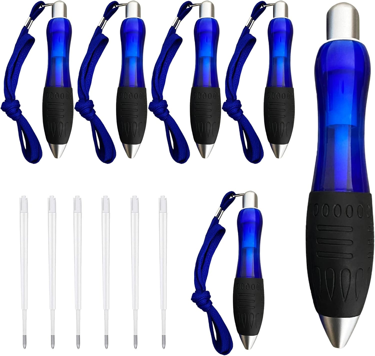 Big Fat Pens (12 Pack) Aids Writing for Tremor, Arthritis, Parkinson, Handicap, Carpal Tunnel Large Wide Grip Pen Retractable Ballpoint Pens (6 Pens + 6 Black Refills) image number 6