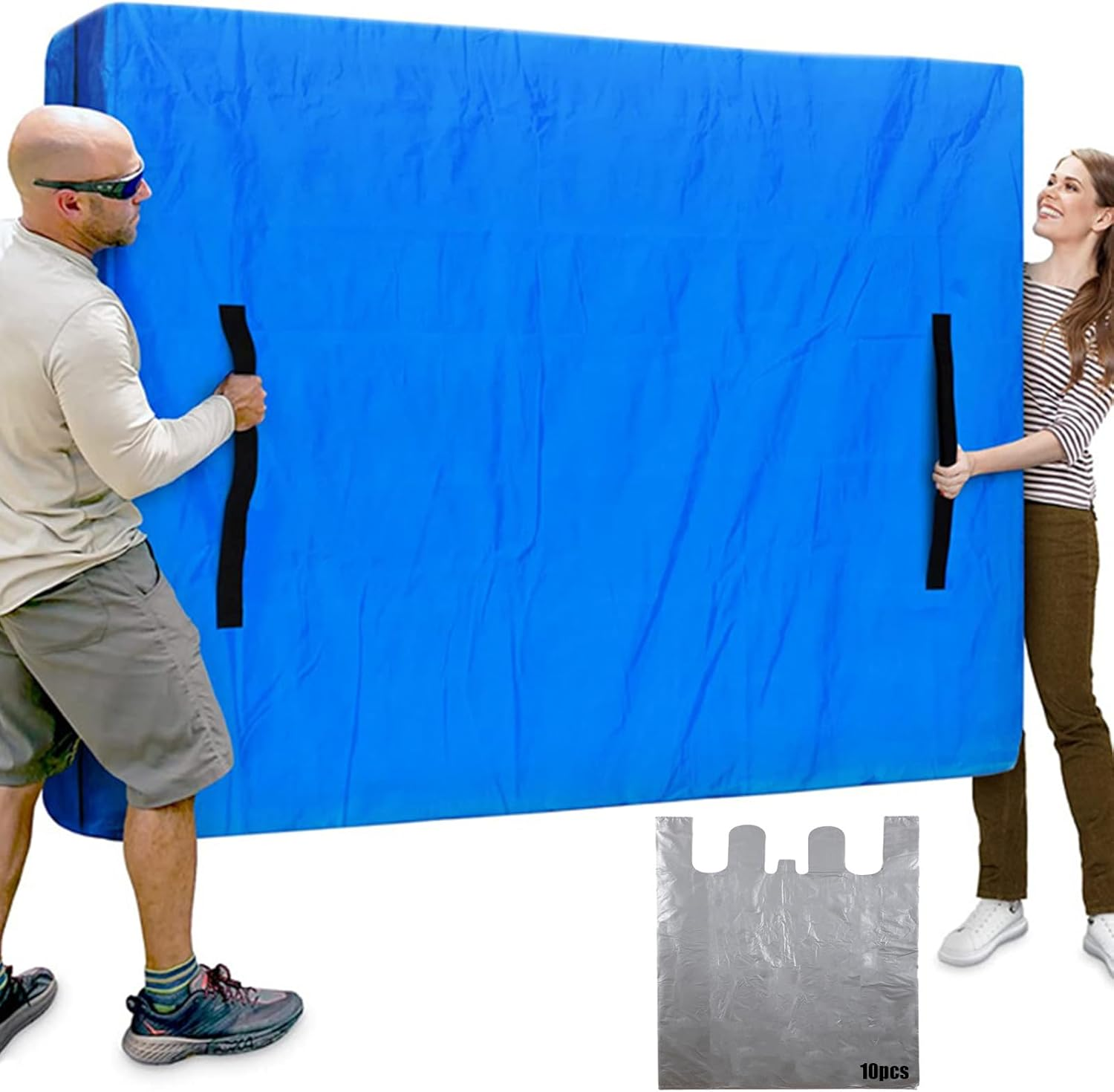 Mattress Bags for Moving, Sleep Surface Protector Waterproof Sleep Surface Cover King Size Storage Bags,Bedding Cover for Moving with Reinforced Handles and Zipper Closure (208X160X38Cm) image number 5