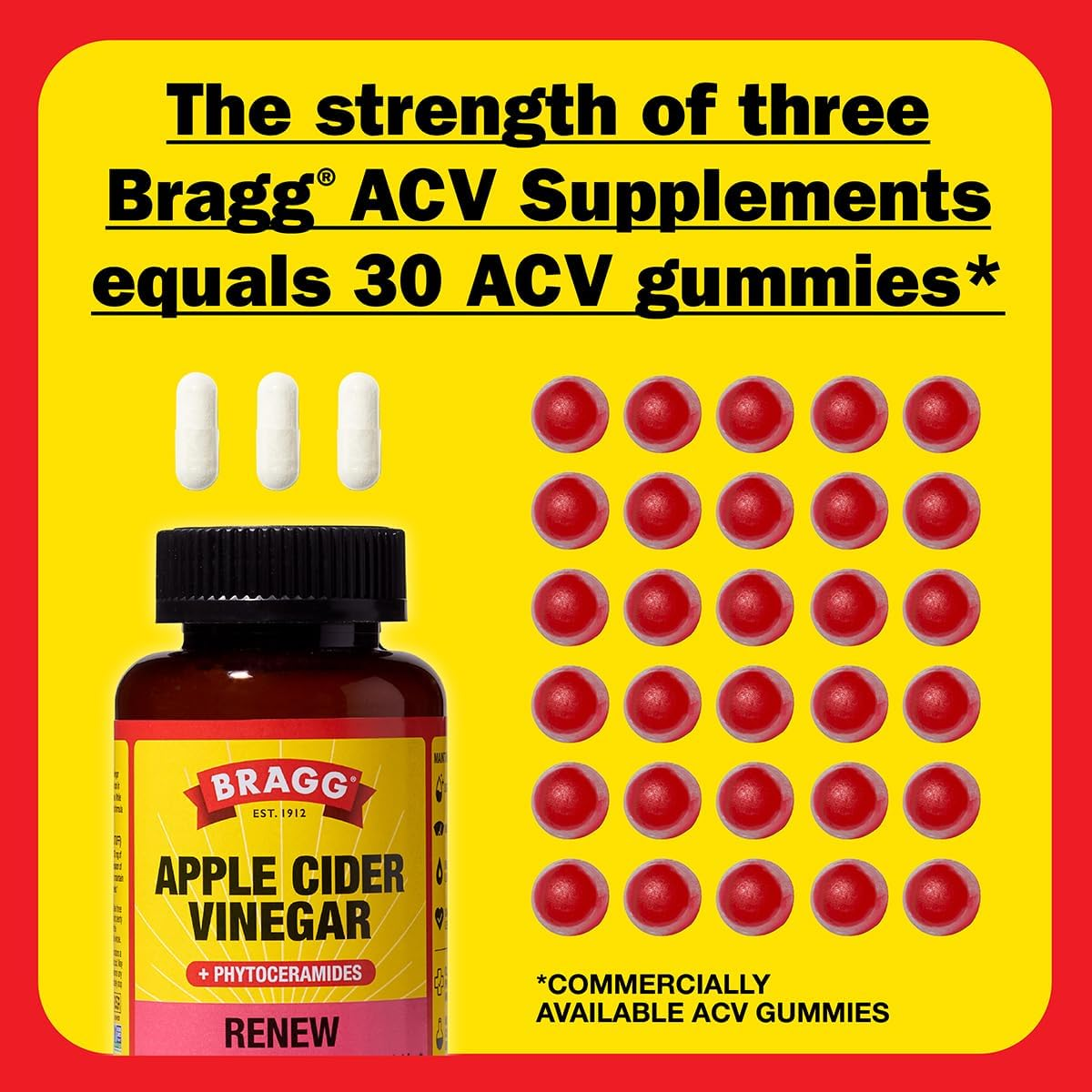 Bragg Inner Glow Apple Cider Vinegar and Phytoceramide Capsules - 750Mg of Acetic Acid &ndash; Energy & Weight Management Support - Promotes Skin Hydration and Rejuvenation - (90 Pills) image number 2