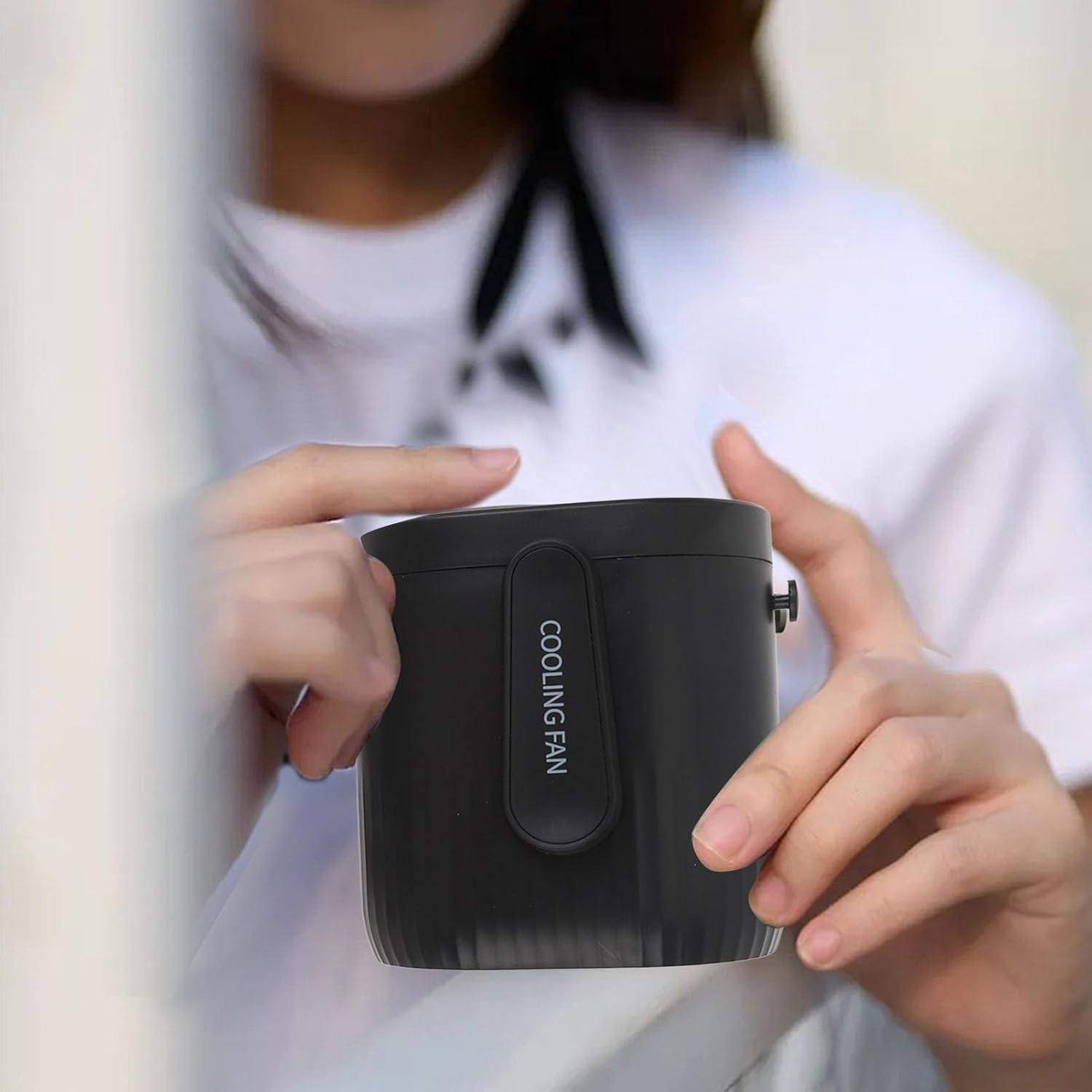 Portable Waist Clip Fan - 4000Mah 3 Speed Adjustable Outdoor Turbo Fan with Emergency Light, Rechargeable Hand Fan for Travel Camping (Black) image number 6