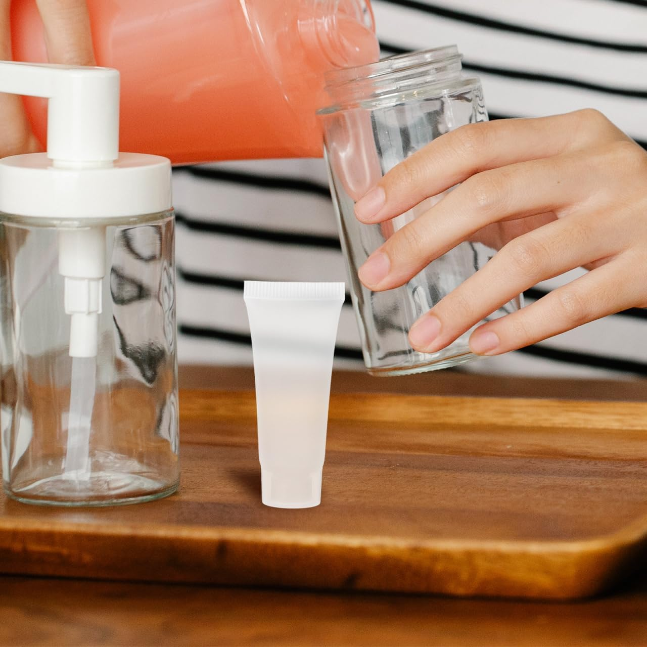 Baluue 50Pcs 10Ml Refillable Travel Squeeze Tubes - Leak-Proof Plastic Packing Hose for Hand Cream Shampoo Toothpaste Diy Projects Easy to Fill and Clean