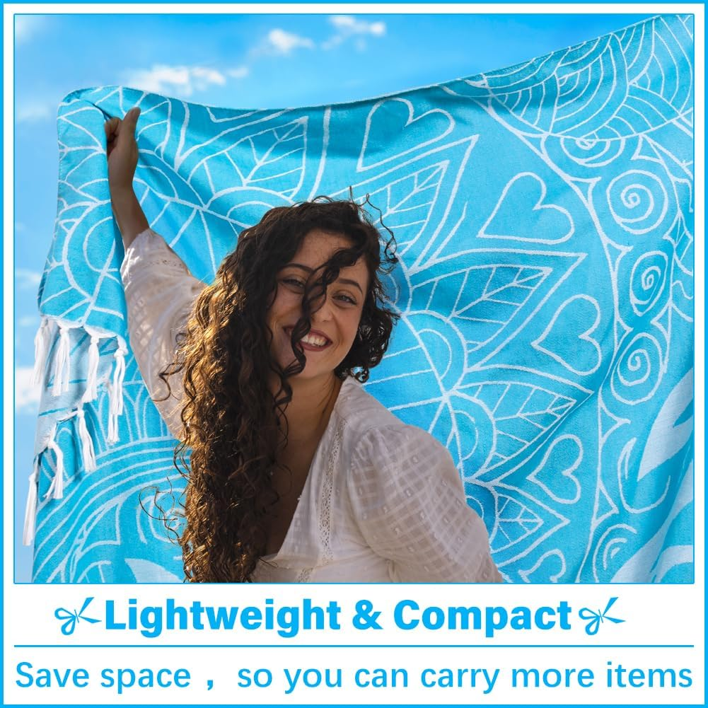 Oversized Turkish Beach Towel Blanket XXL Cotton Sandproof Towels Boho Woven Extra Large Big Sand Free Giant Throw Thick Blankets Huge Quilt XL Picnic Camping Necessities Cloud for Adult Gifts image number 4